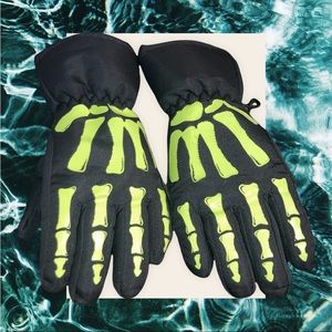 RARE Joe Boxer Skeleton Glow in the Dark 3M Kids Ski Gloves